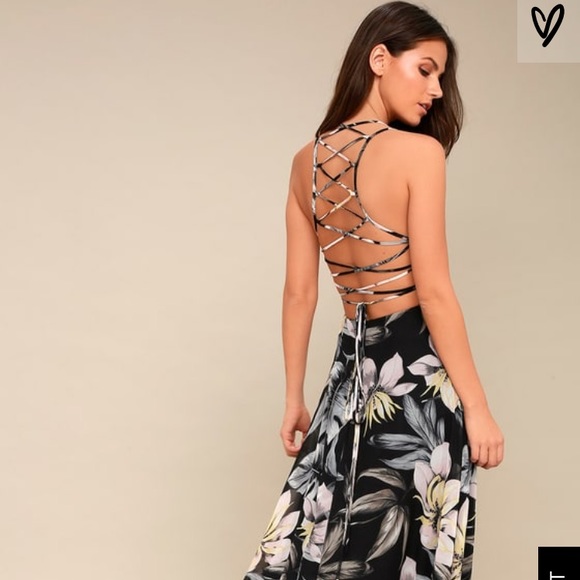 Lulus Dresses & Skirts - Lulus Maxi Black/Gray Floral Dress